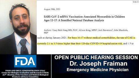 FDA Testimony of Dr. Joseph Fraiman - Data needed on risk vs benefit of COVID vaccines