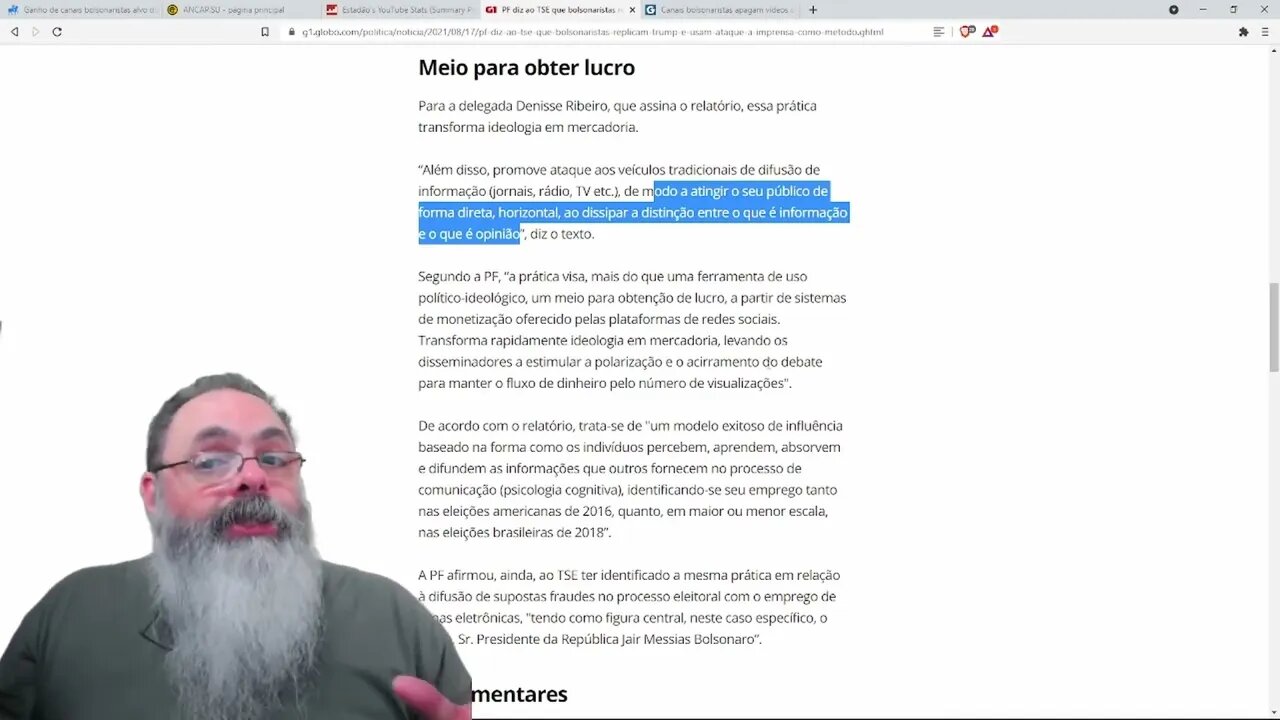 Estadão diz que canais bolsonaristas ganham 15 milhões no youtube — PETER TURGUNIEV