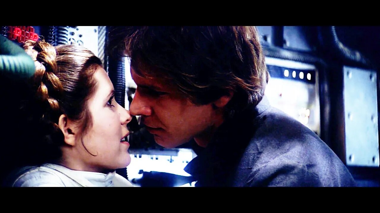 Han Solo and Princess Leia kiss scene