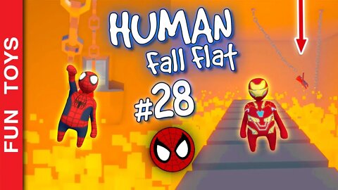 Human Fall Flat #28 - Homem de Ferro e Homem-Aranha enfrentam uma FORNALHA dentro do MUNDO DE COBRE!