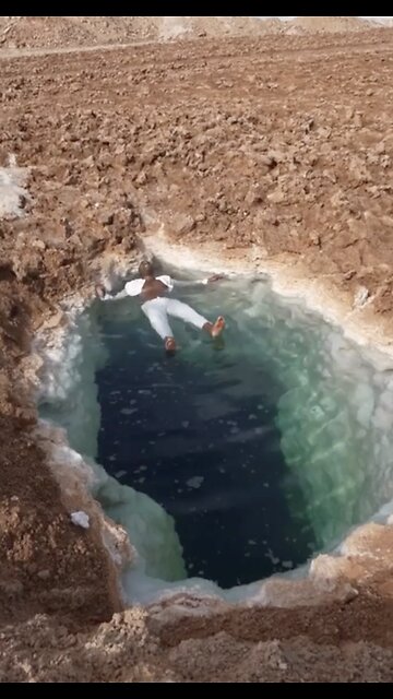 Floating in the salt pools of Siwa Oasis in Egypt 😎
