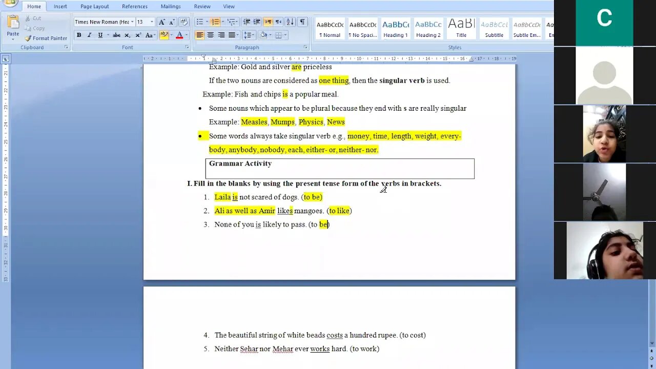 Zoom Online English B Class IV 7 12 2020