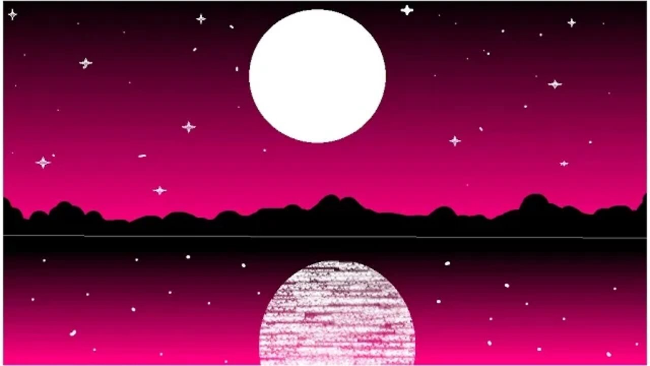 Beautiful Moonlight Scenery step by step | ms paint | computer drawing | scenery drawing