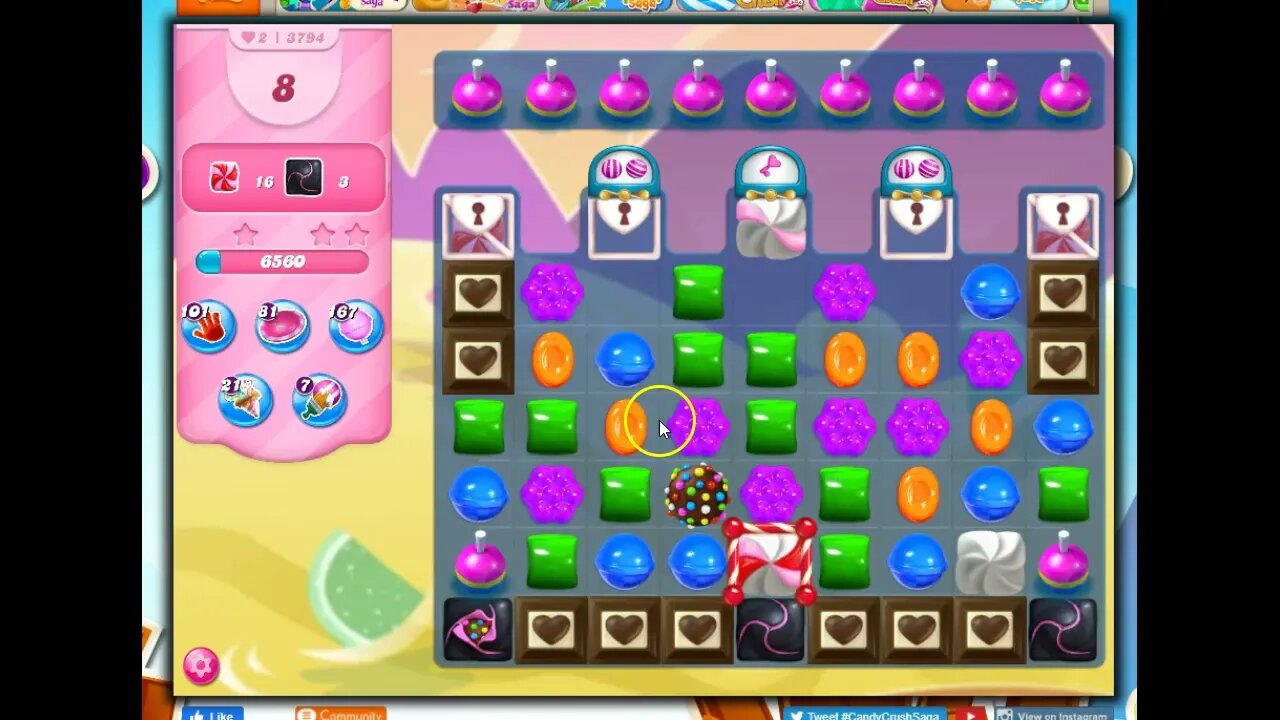 Candy Crush Level 3794 Talkthrough, 20 Moves 0 Boosters