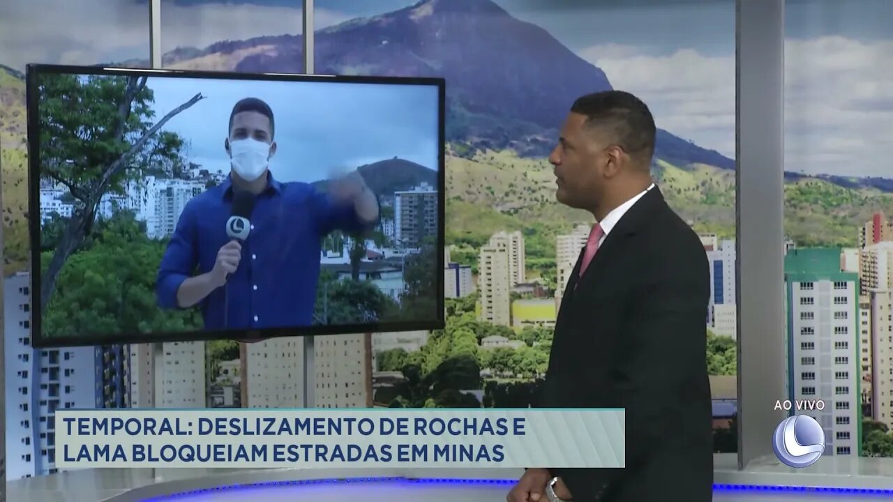 Temporal: deslizamento de rochas e lama bloqueiam estradas em Minas