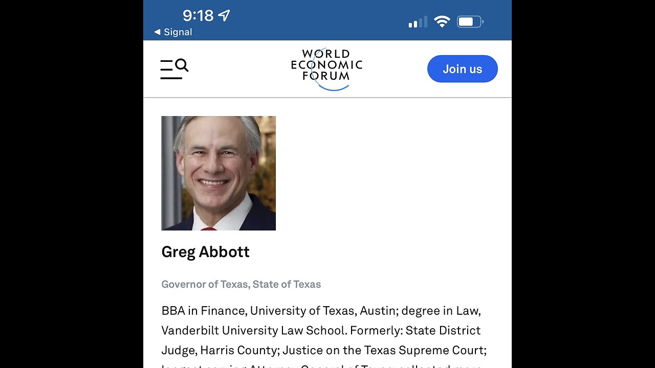 High Alert!! Texas Governor Greg Abbott Is A Member of the World Economic Forum