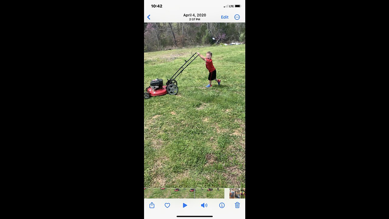 Kid Pretending To Mow