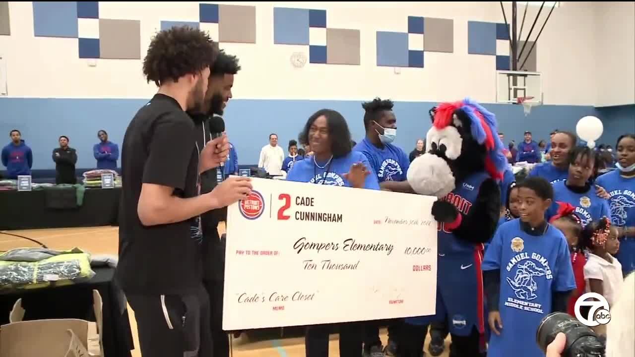 Cade Cunningham, Pistons visit Detroit schools for winter supplies giveaway