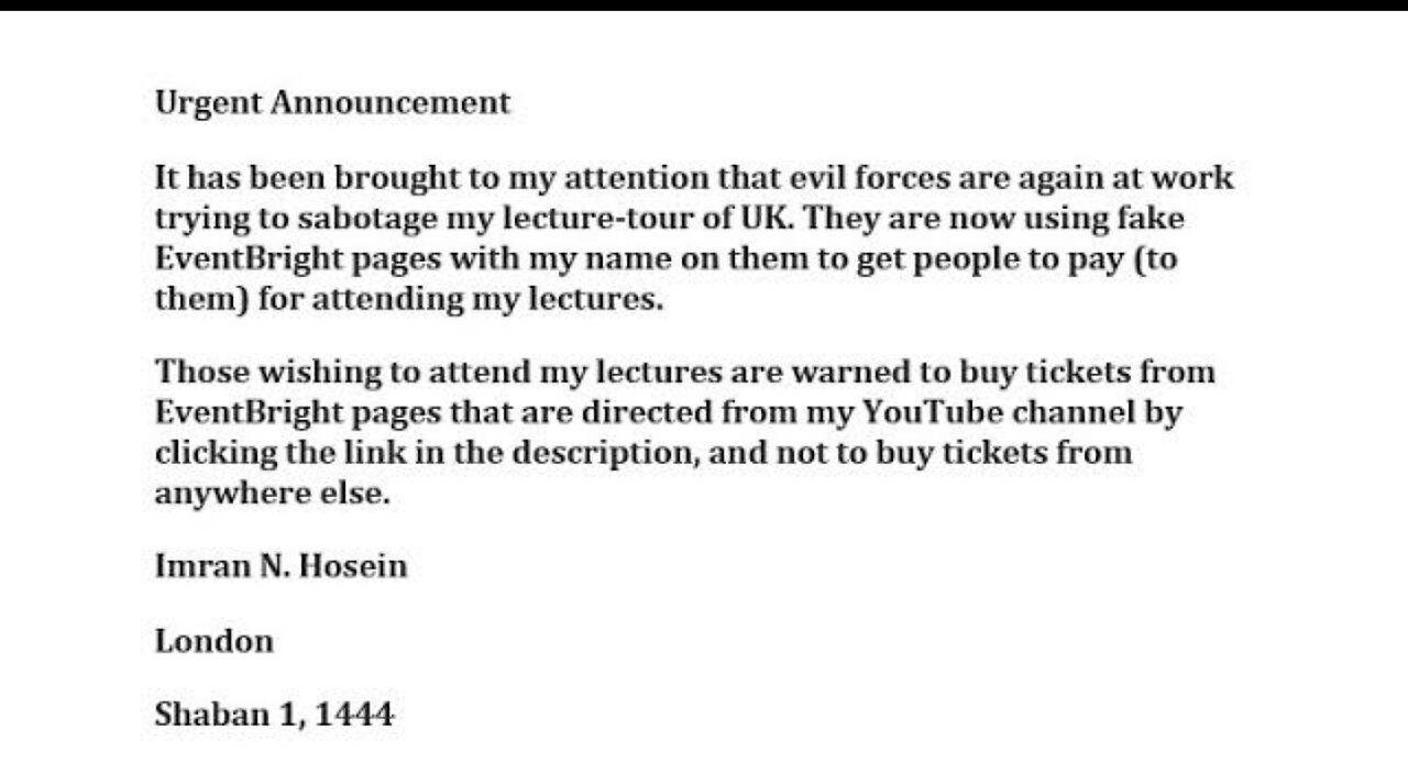 Urgent Announcement