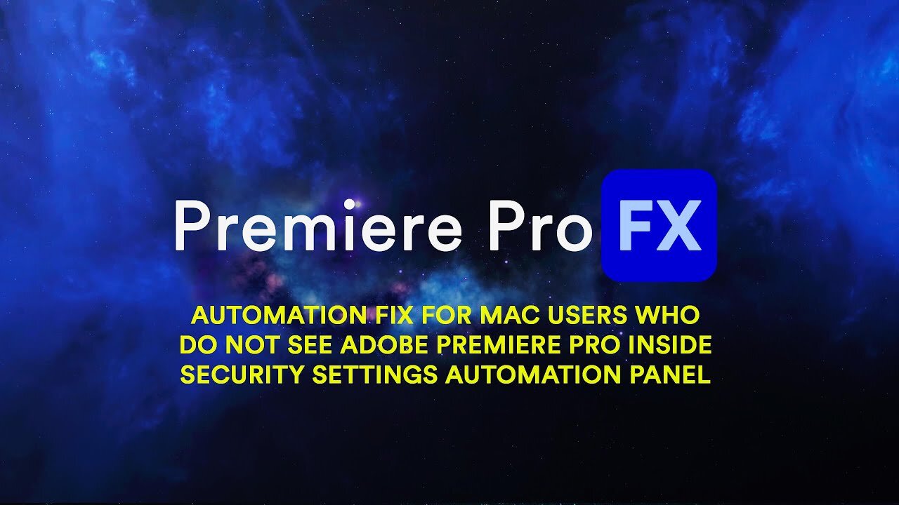 Automation Fix for some Mac Users who do not see Adobe Premiere Pro inside their Automation Panel