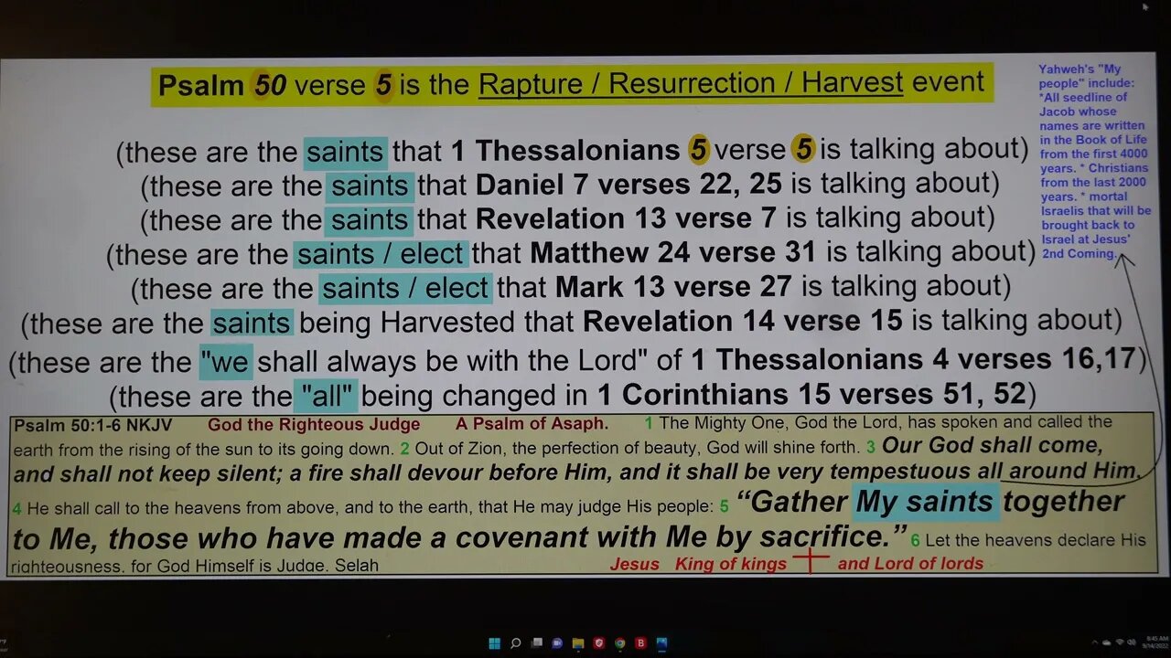 Psalm 50 verse 5 is the Rapture Resurrection Harvest Event