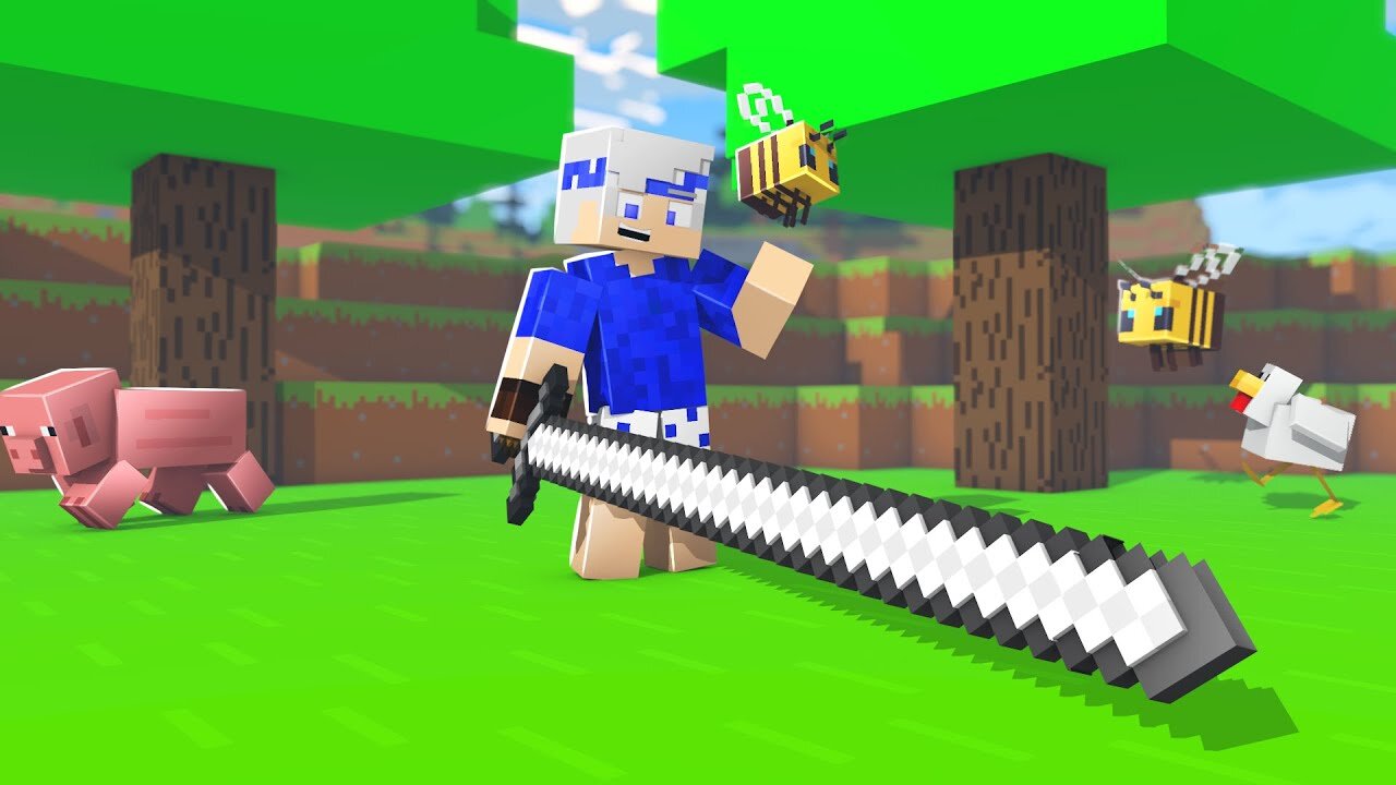 Fiz uma ESPADA GIGANTE no Minecraft e.. | I made a GIANT SWORD in Minecraft and...