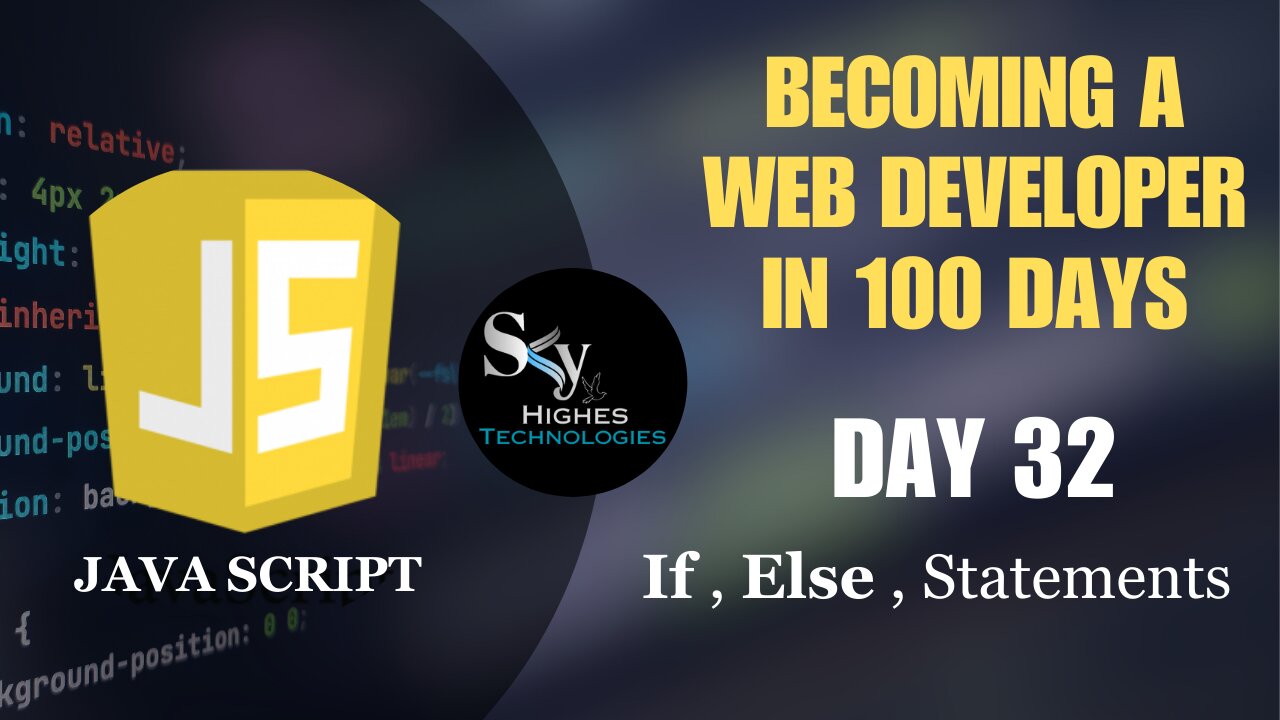 If / else Statements | Day 32 | Logical Operators | Web development Course