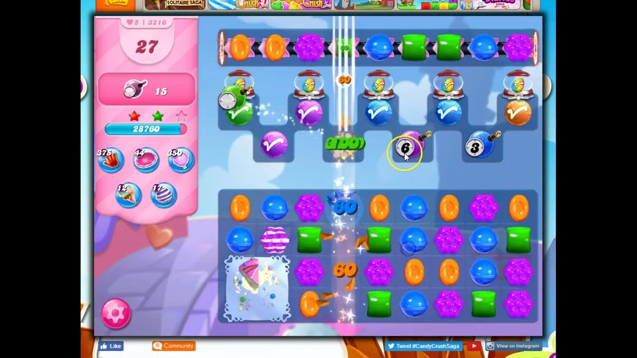 Candy Crush Level 3216 Talkthrough, 55 Moves 0 Boosters