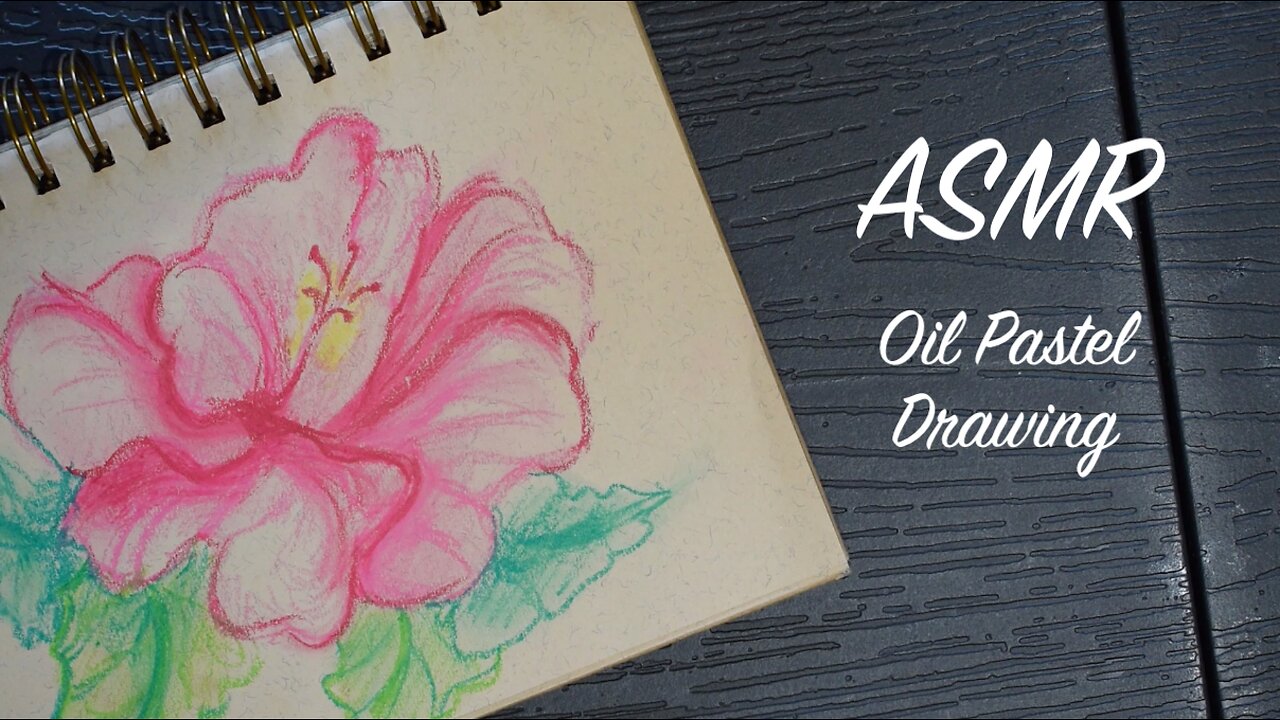 ASMR Oil Pastel Flower Drawing | Sketching and Paper Sounds | (No Talking)