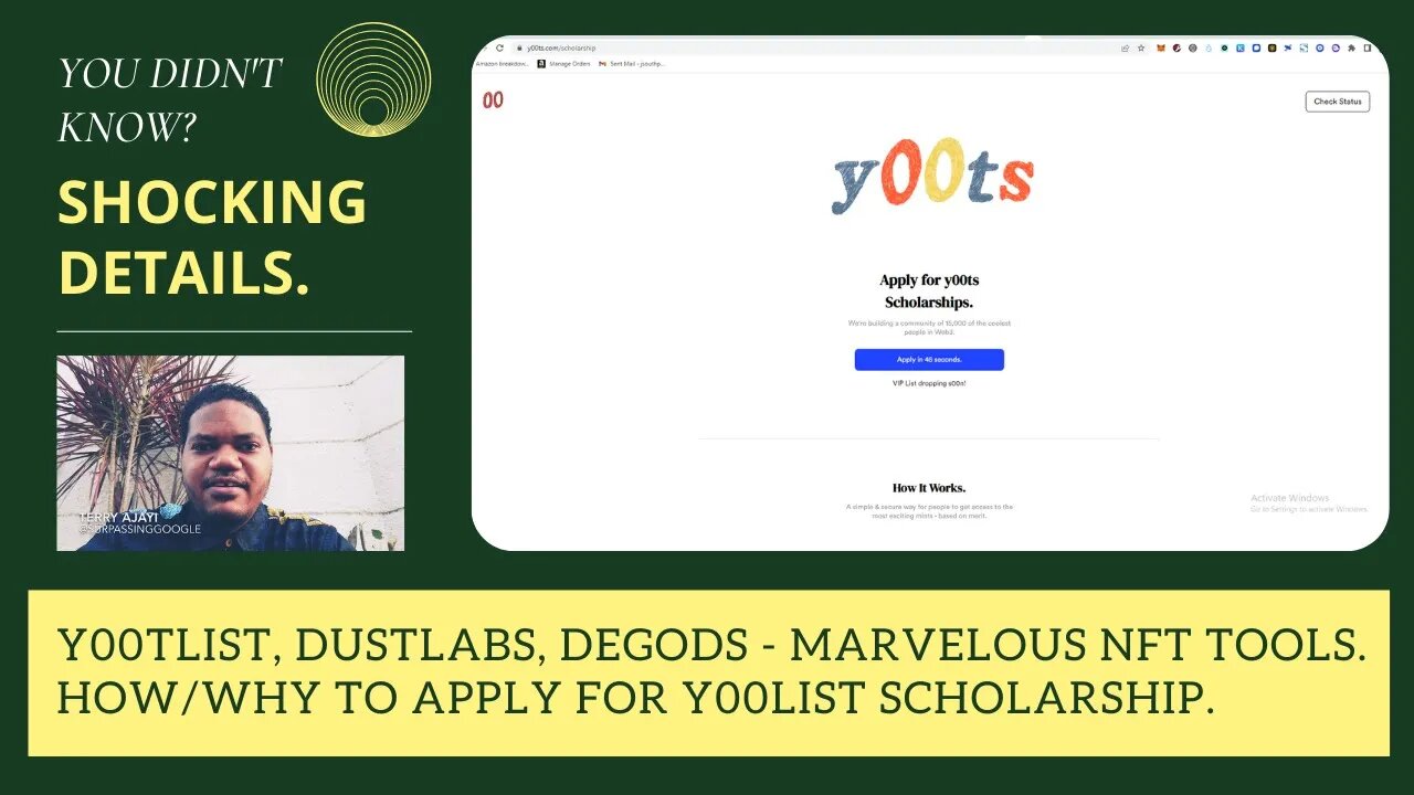 Y00tlist, Dustlabs, Degods - Marvelous NFT Tools. How/Why To Apply For Y00list Scholarship.