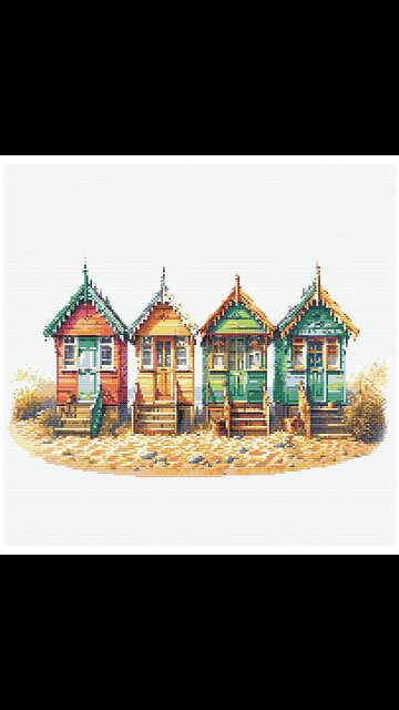 VICTORIAN BEACH HUTS Cross Stitch Pattern by Welovit | welovit.net | #welovit