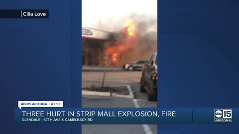 Three hurt in strip mall fire and explosion