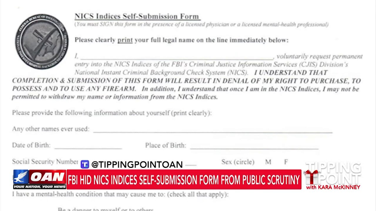 Tipping Point - FBI Hid NICS Indices Self-Submission Form From Public Scrutiny