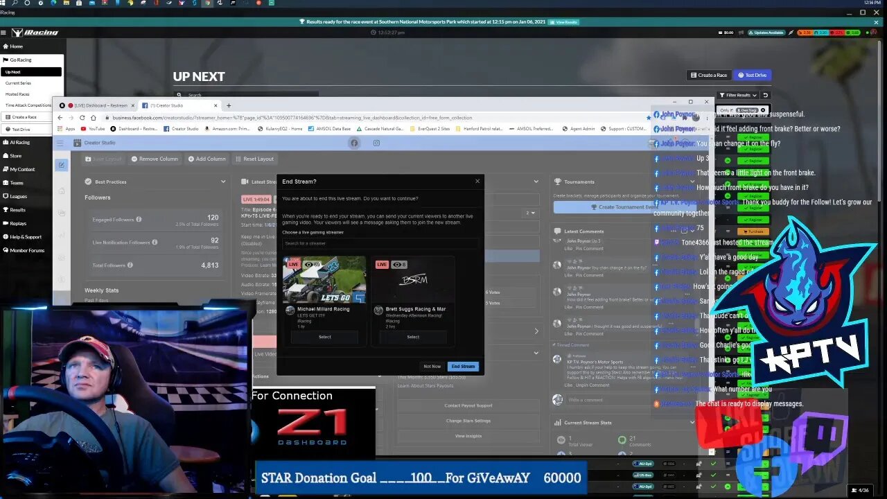 Episode 6-21..iRacing To The Front or Back Again! KPtv75 LIVE-FB,YT,Twitch