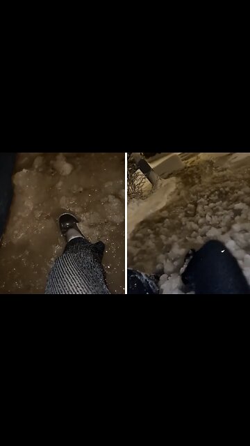 Woman falls in deep slush, ends up sliding down hill
