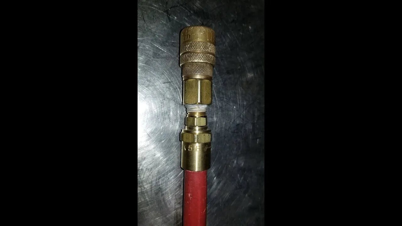 Air Hose End Repair with Reusable Brass Fitting