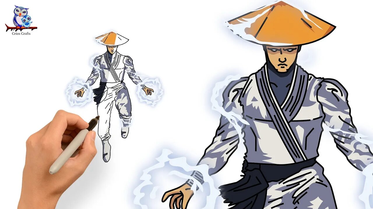 How To Draw Raiden Mortal Kombat - Tutorial