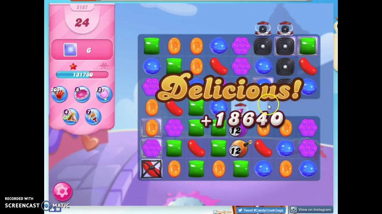 Candy Crush Level 2187 Audio Talkthrough, 1 Star 0 Boosters