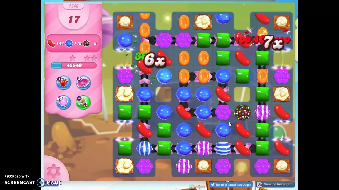 Candy Crush Level 1540 Audio Talkthrough, 2 Stars 0 Boosters