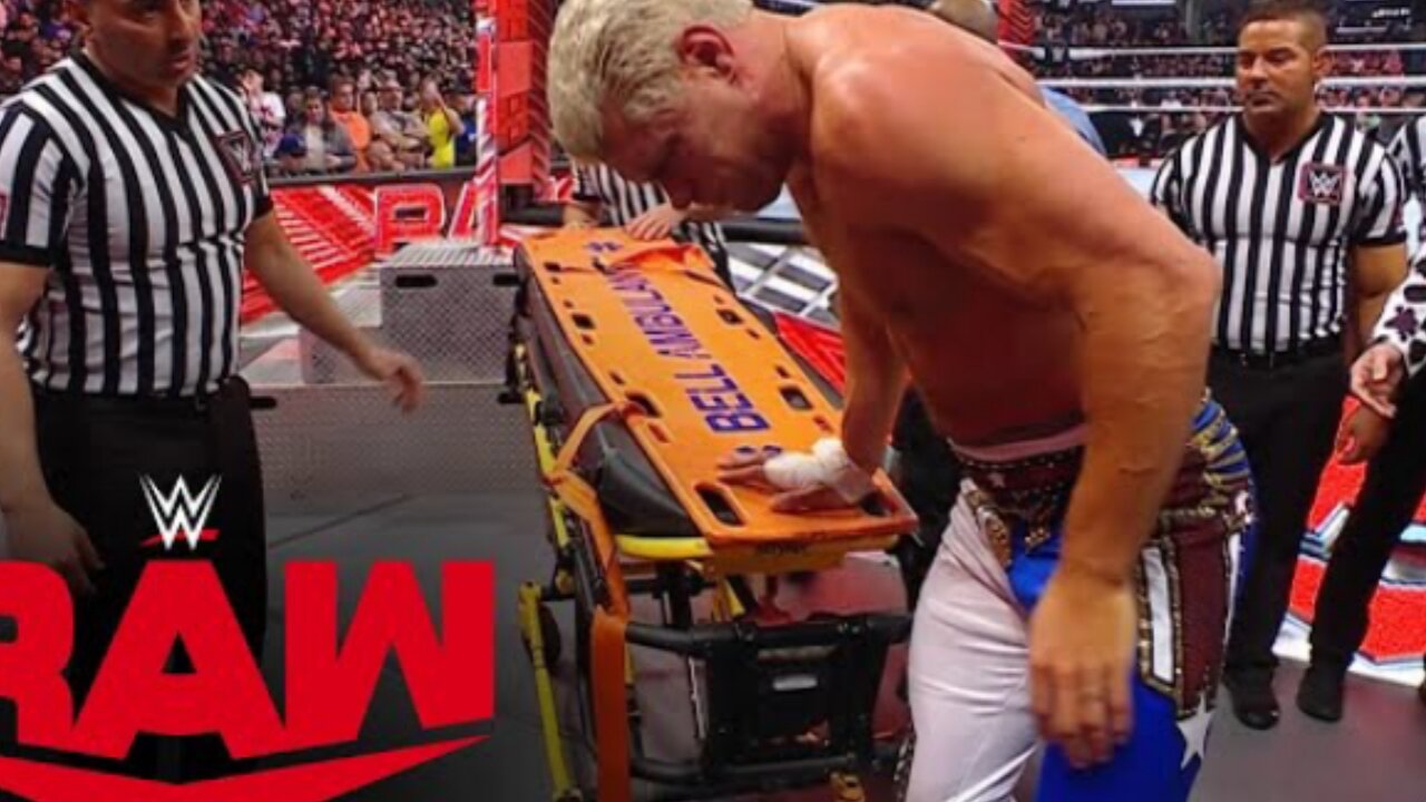 Rhodes hobbles up the ramp after ferocious beatdown by Lesnar: WWE Digital Exclusive..