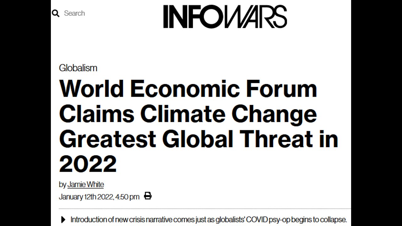 World Economic Forum Says Climate Change Is 2022 Greatest Global Threat