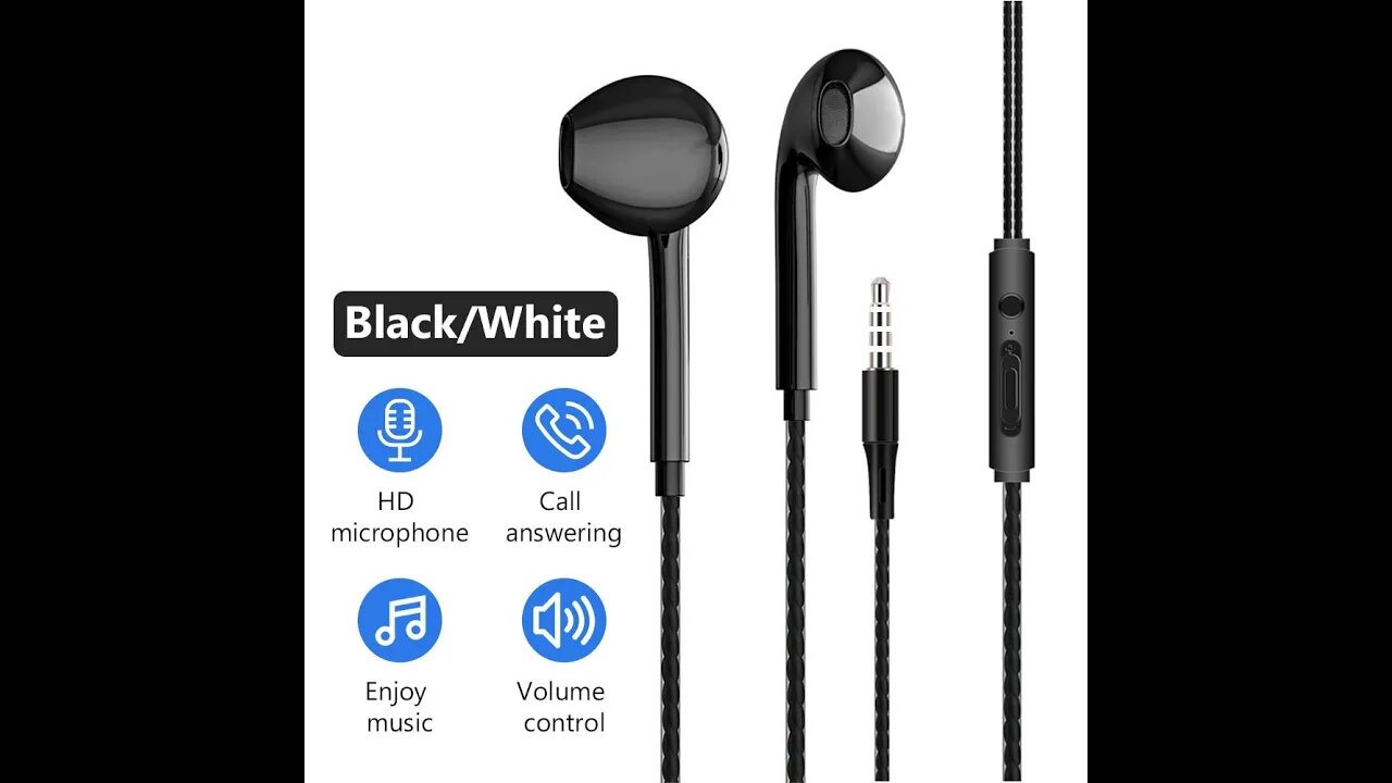 Wired Earphones Bass Stereo Earbuds Gym Sports Headphones with Mic Stereo Headset for iPhone Samsung