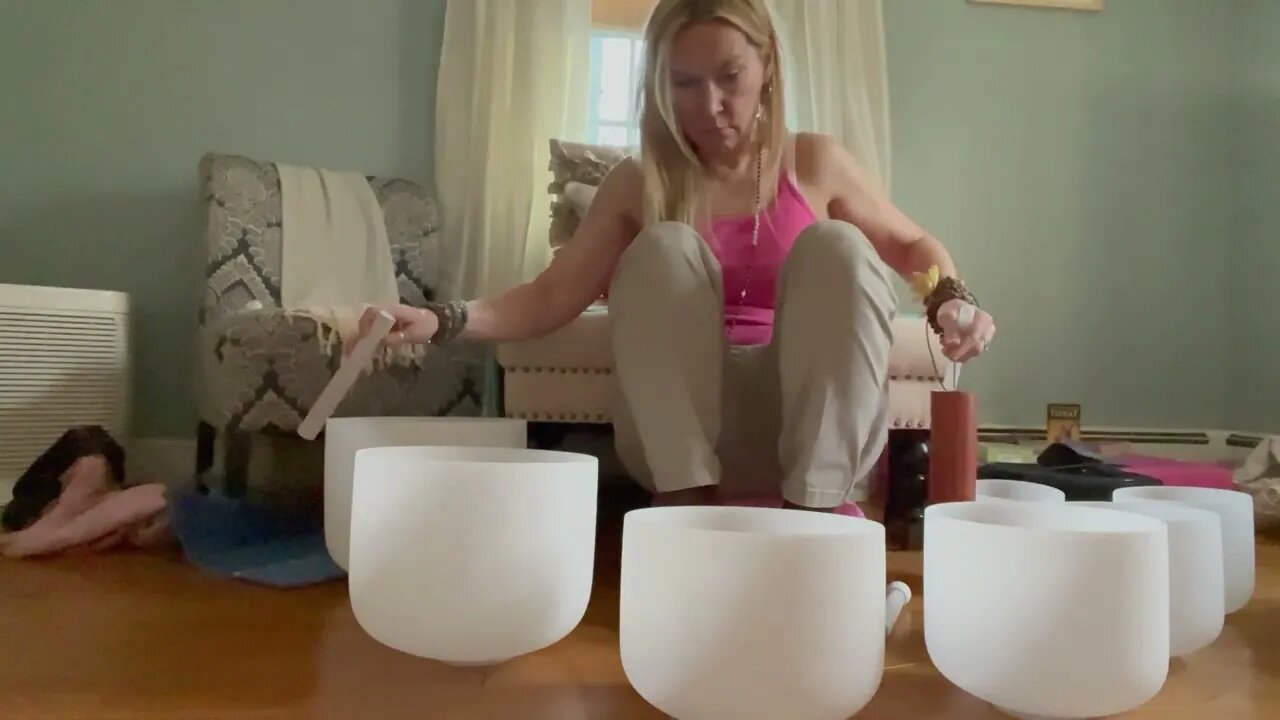 Crystal Bowl Soundbath with Wind Chimes #soundbath #healing