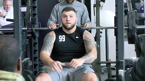 Kansas State Football | Players bench press at 2020 Pro Day | March 4, 2020