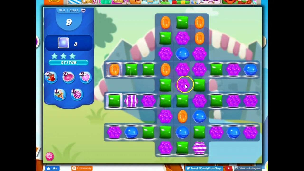 Candy Crush Level 3651 Talkthrough, 30 Moves 0 Boosters