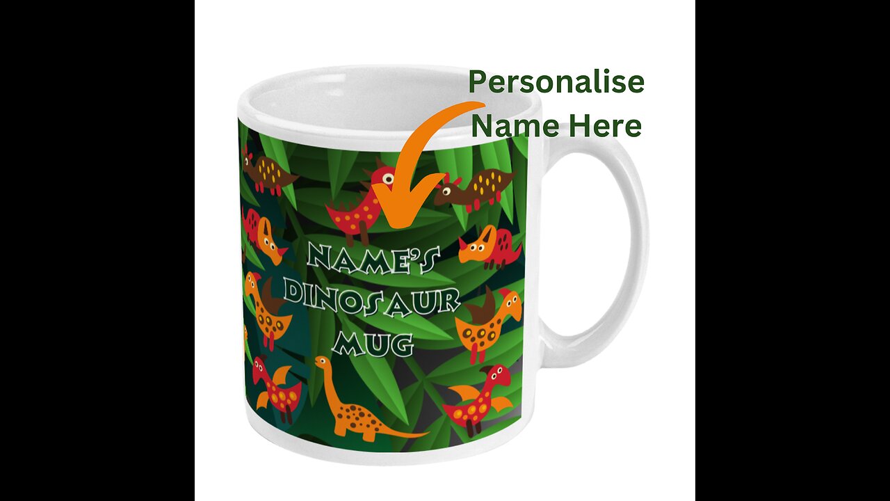 Personalised Dinosaur Mug by Welovit - 11oz / 325ml ❤️