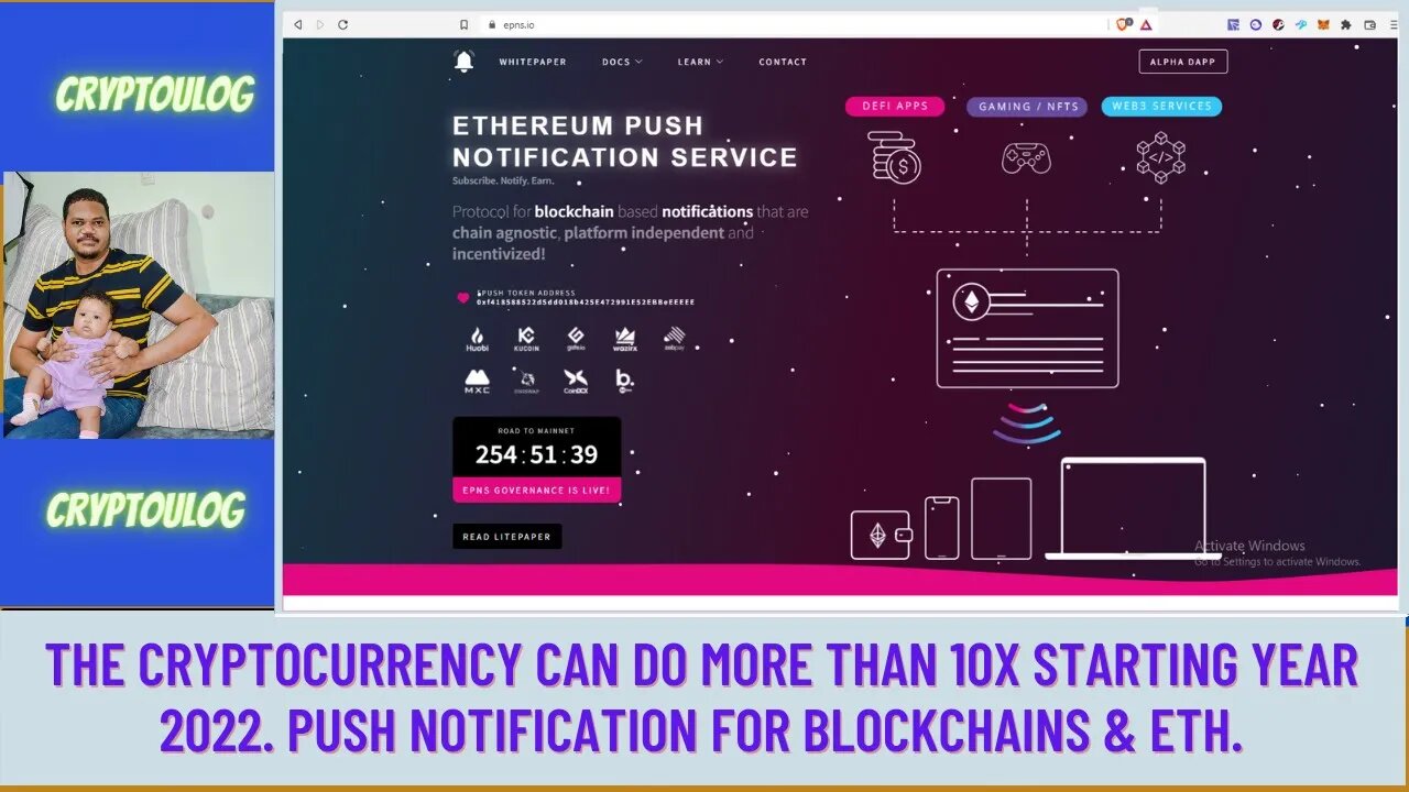 The Cryptocurrency Can Do More Than 10X Starting Year 2022. Push Notification For Blockchains & ETH.