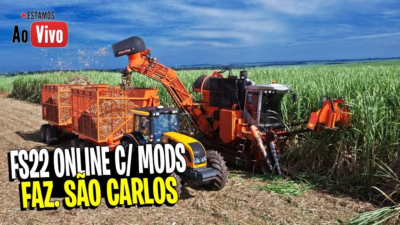 🔴 LIVE - FARMING SIMULATOR 22 ONLINE COM MODS BRASILEIROS FAZENDA SÃO CARLOS PC XBOX PS4 PS5 MAC