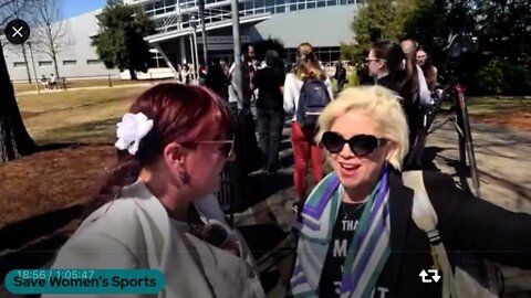 Kellie-Jay and Amy E. Sousa chat behind the scenes at the Save Women's Sports event