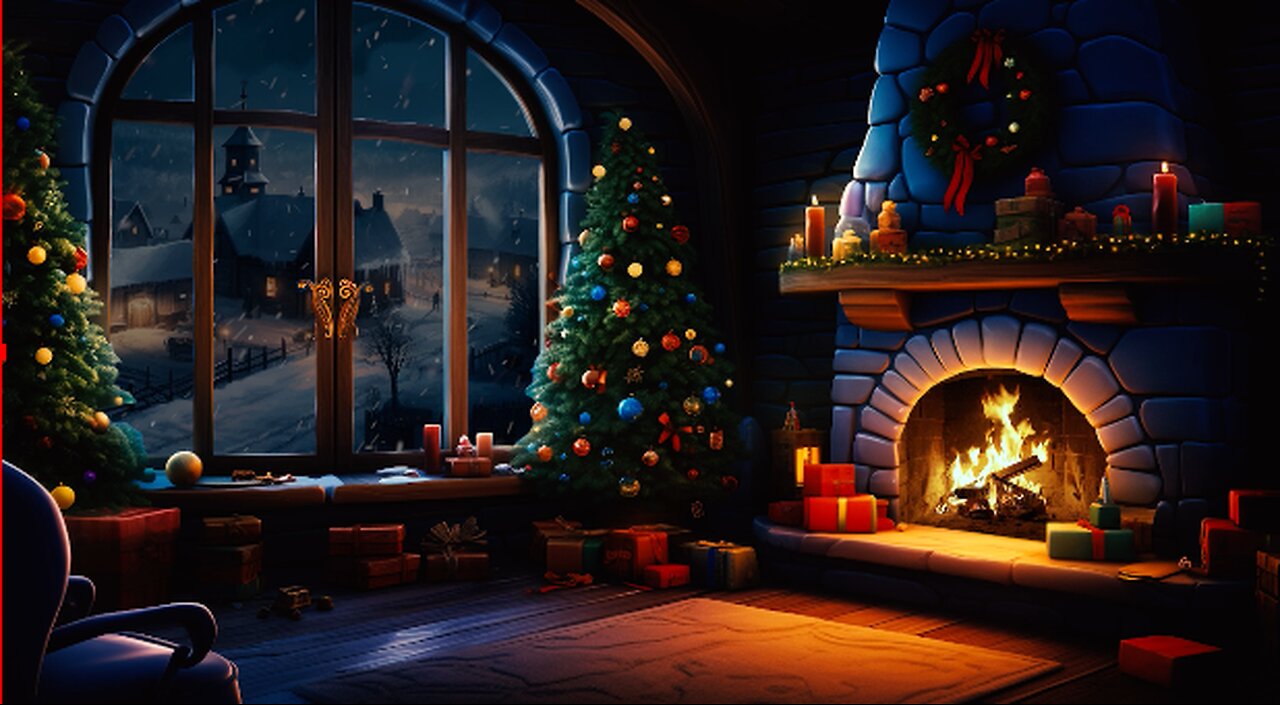 ❤️❤️Warm and Cozy Fireplace Ambience in a snowy town🎅🎅