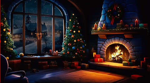 ❤️❤️Warm and Cozy Fireplace Ambience in a snowy town🎅🎅