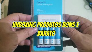 Unboxing Produtos Bons e Barato Carregador de Pilhas Multilaser AA + 4