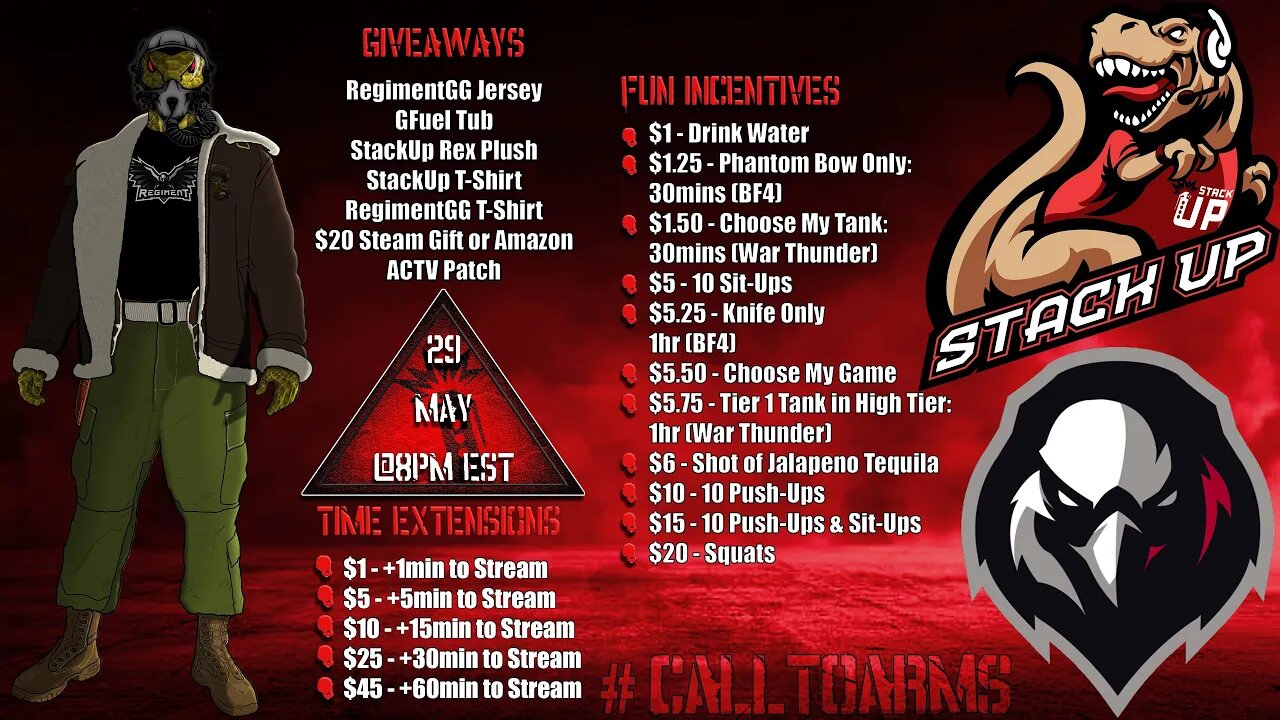 !StackUp: Memorial Day Weekend Stream-A-Thon & Giveaway - Raising $$ 4 Vets