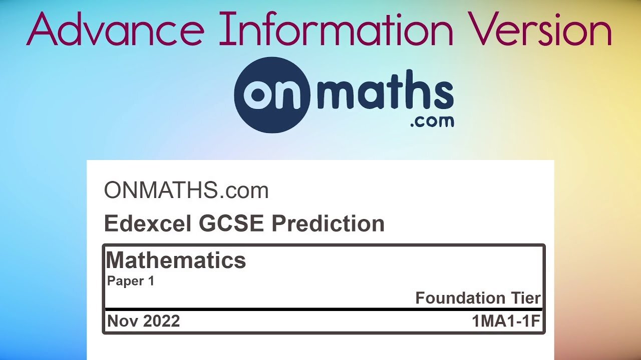 November 2022 Edexcel Predicted Maths GCSE RESIT Paper 1 (Foundation) Exam 1MA1-1F