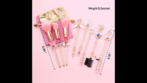 TUBUYU Sailor Moon Makeup Brush Set- 8pcs Cosmetic Makeup Brush Set with Cute Pink Pouch(Rose G...