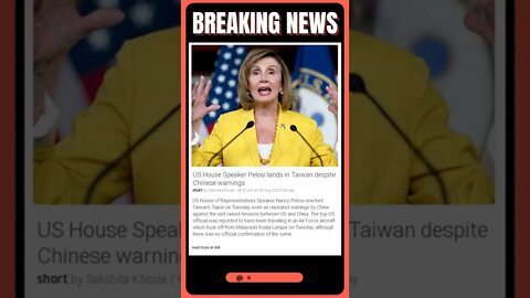 Sensational News: US House Speaker Pelosi lands in Taiwan despite Chinese warnings #shorts #news