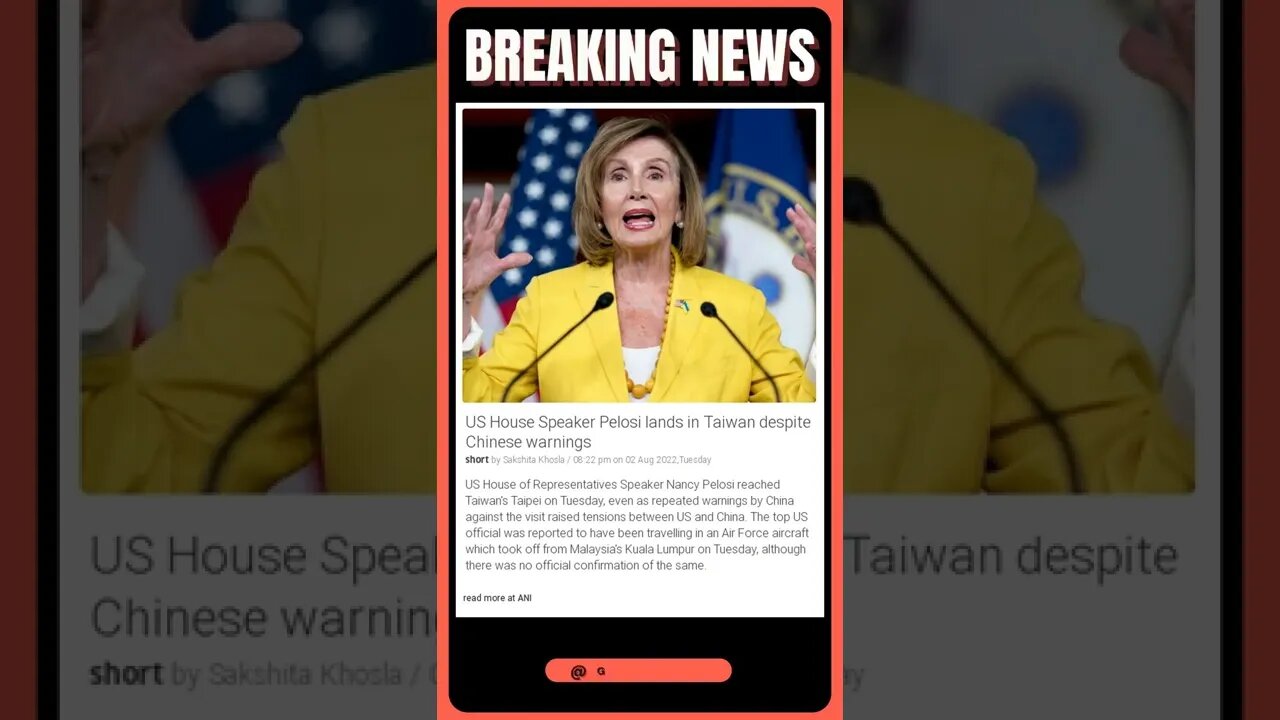 Sensational News: US House Speaker Pelosi lands in Taiwan despite Chinese warnings #shorts #news