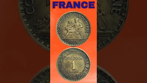 France 1 Franc 1921.#shorts #education #coinnotesz