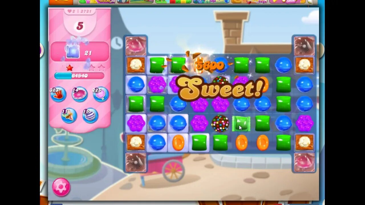 Candy Crush Level 2721 Audio Talkthrough, 2 Stars 0 Boosters