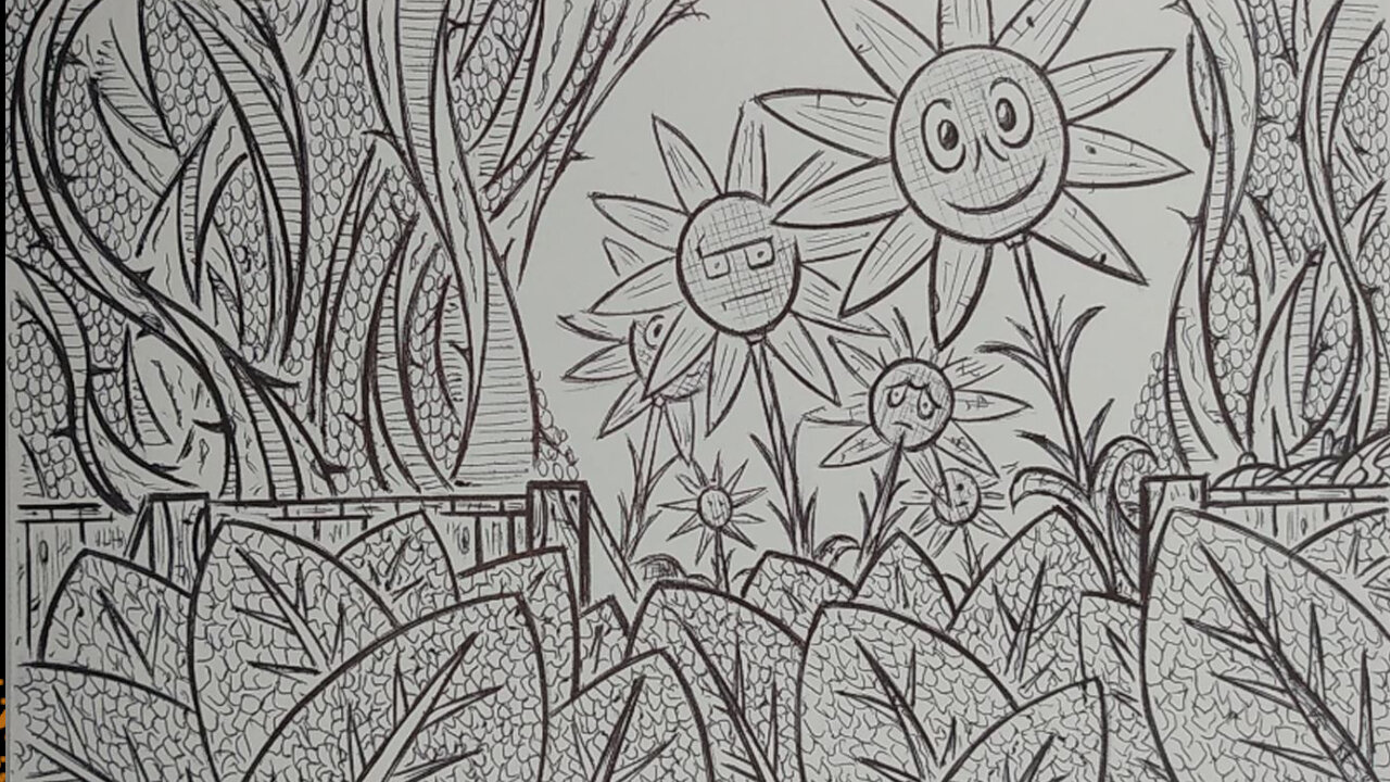 HOW I DRAW A SUNFLOWER GARDEN FROM BEGINNING TO END!!!